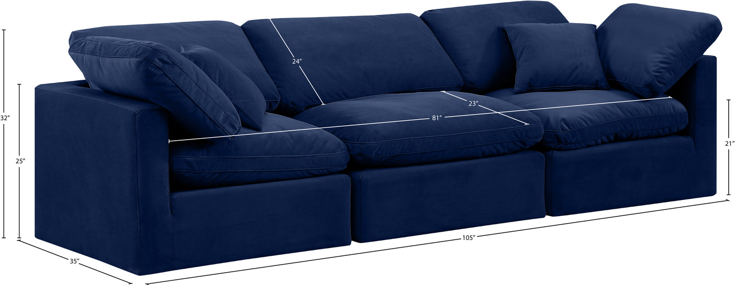 luxus navy velvet modular sofa s105