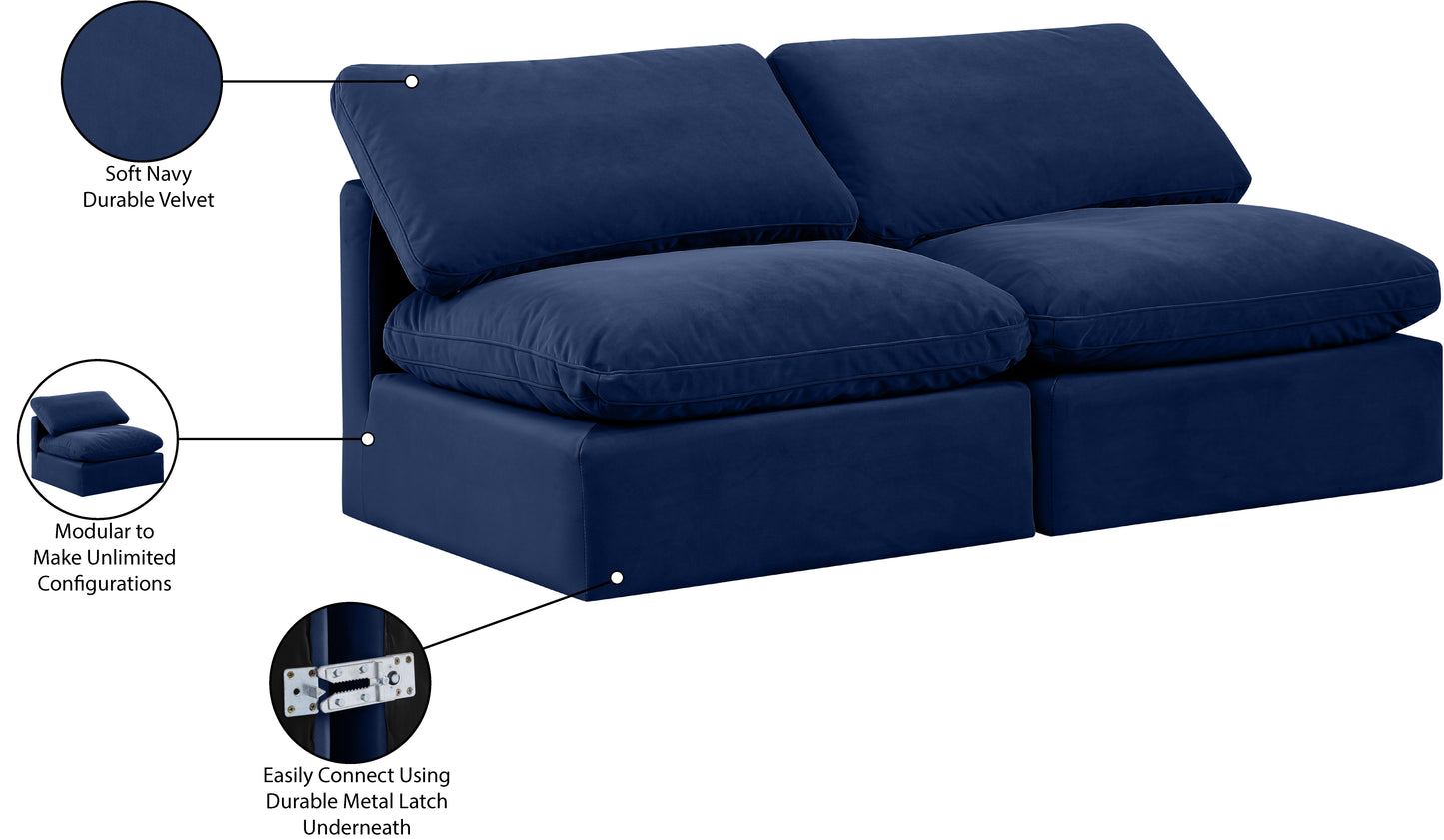 luxus navy velvet modular sofa s2