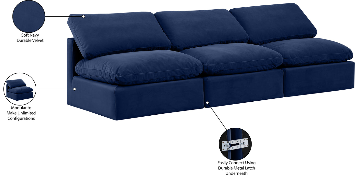 luxus navy velvet modular sofa s3