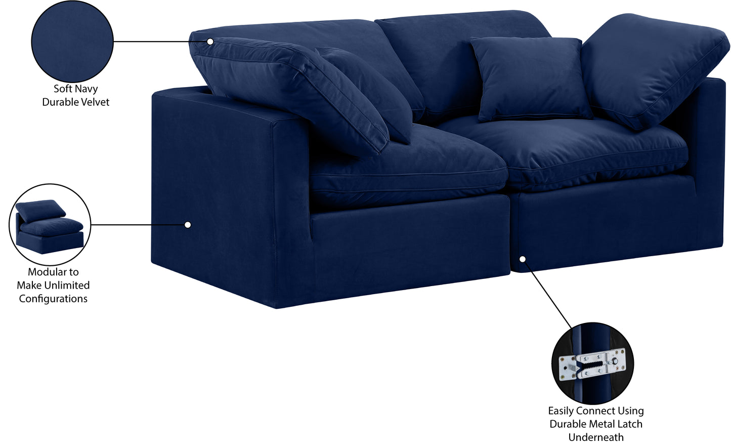 luxus navy velvet modular sofa s70