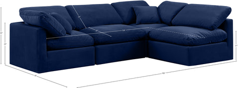 Luxus Navy Velvet Modular Sectional Sec4B