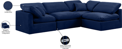 Luxus Navy Velvet Modular Sectional Sec4B