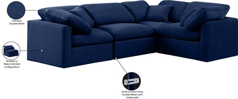 Luxus Navy Velvet Modular Sectional Sec4C