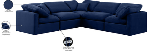Luxus Navy Velvet Modular Sectional Sec5C
