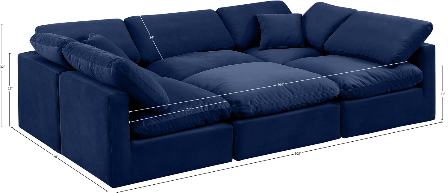 luxus navy velvet modular sectional sec6c