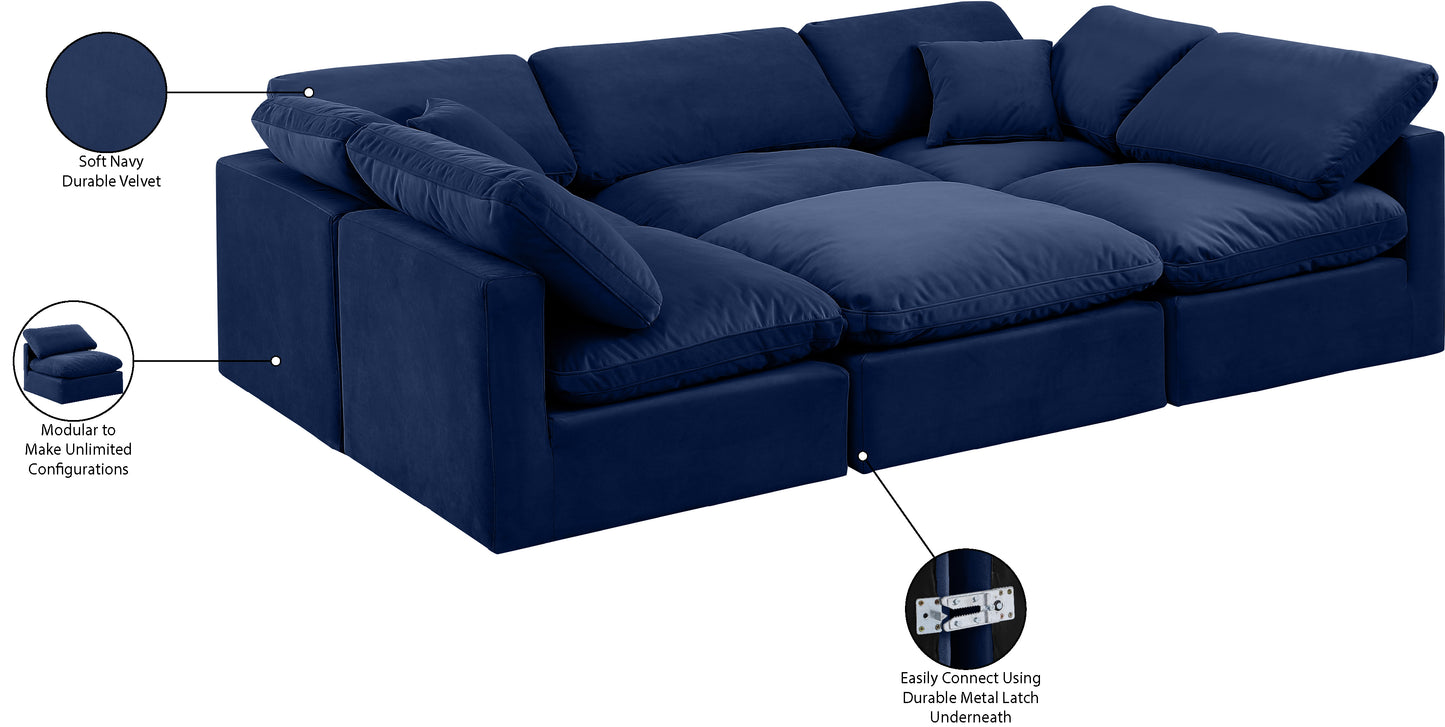 luxus navy velvet modular sectional sec6c