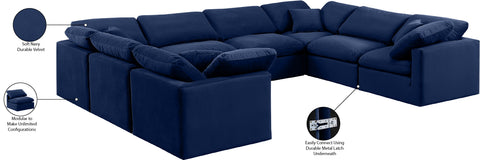 Luxus Navy Velvet Modular Sectional Sec8A