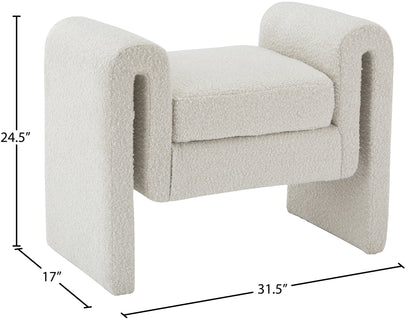 Colton Cream Boucle Fabric Bench