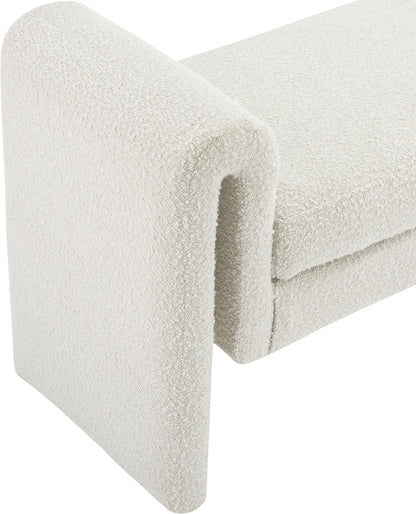 Kira Cream Boucle Fabric Bench Cream