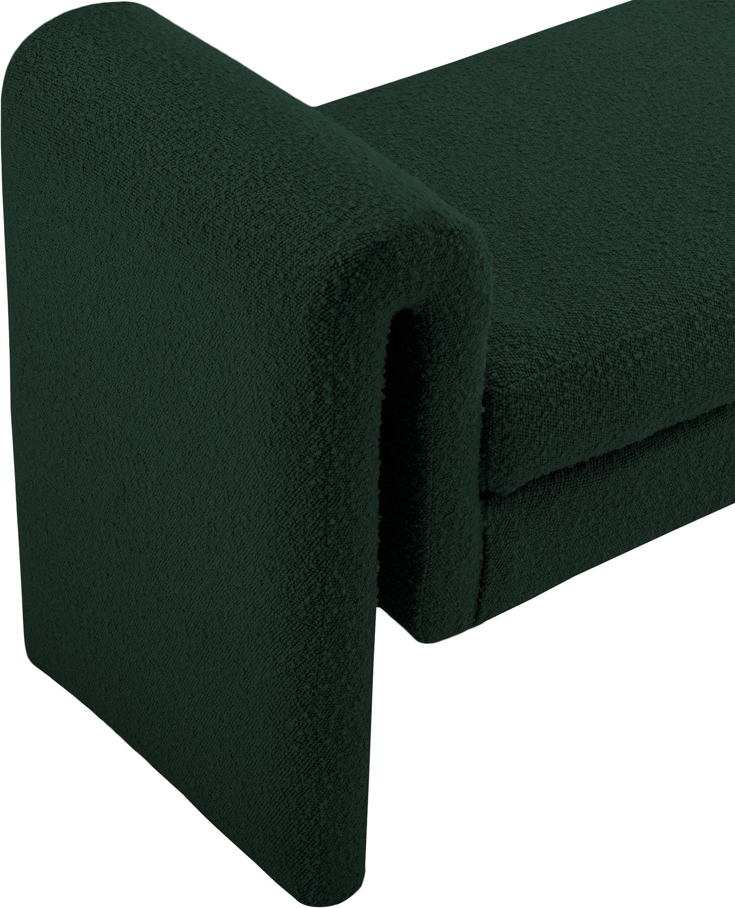 kira green boucle fabric bench green