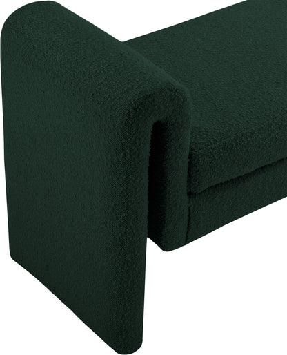 Kira Green Boucle Fabric Bench Green