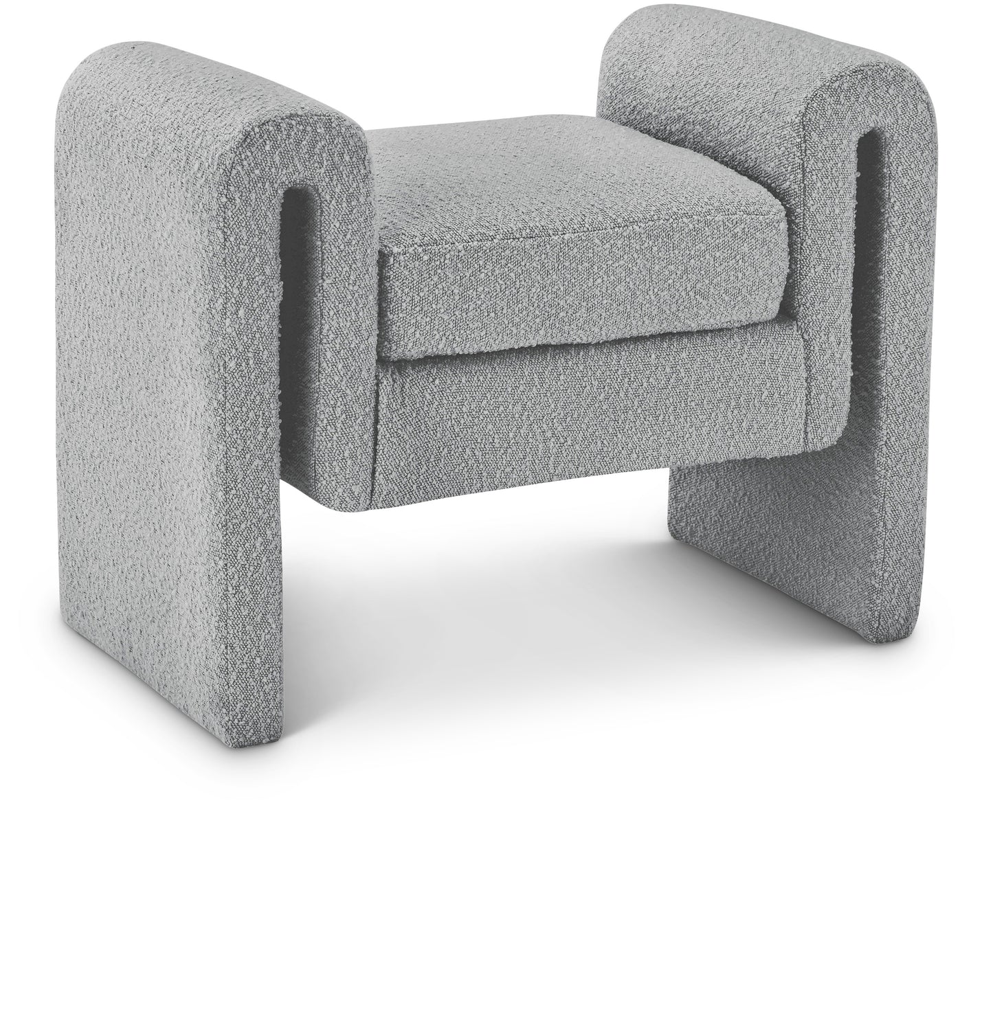 colton grey boucle fabric bench