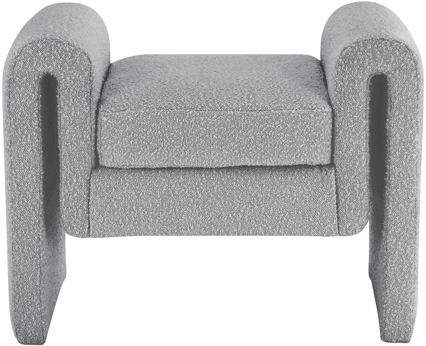 colton grey boucle fabric bench