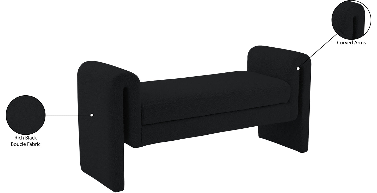 kira black boucle fabric bench black