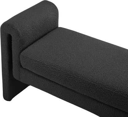 Kira Black Boucle Fabric Bench Black