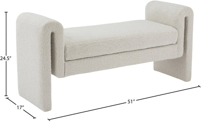 Kira Cream Boucle Fabric Bench Cream