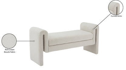 Kira Cream Boucle Fabric Bench Cream