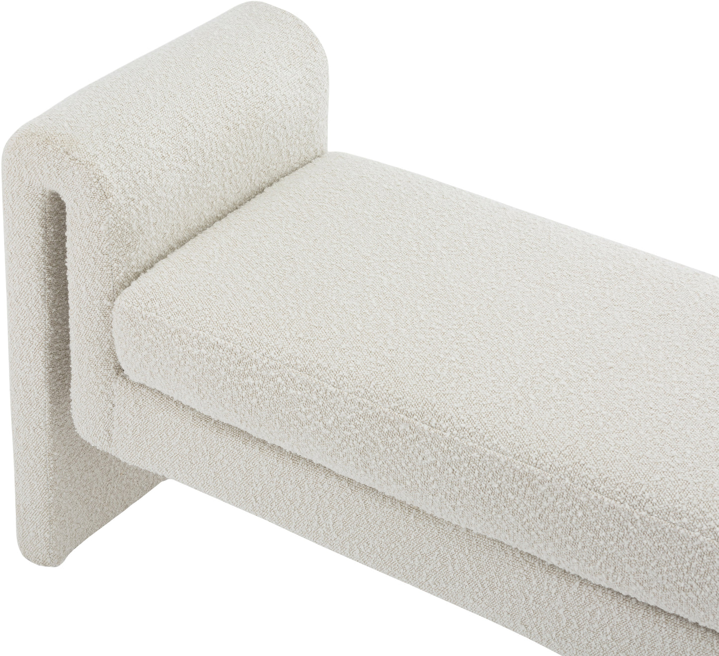 kira cream boucle fabric bench cream