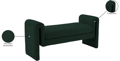 Kira Green Boucle Fabric Bench Green