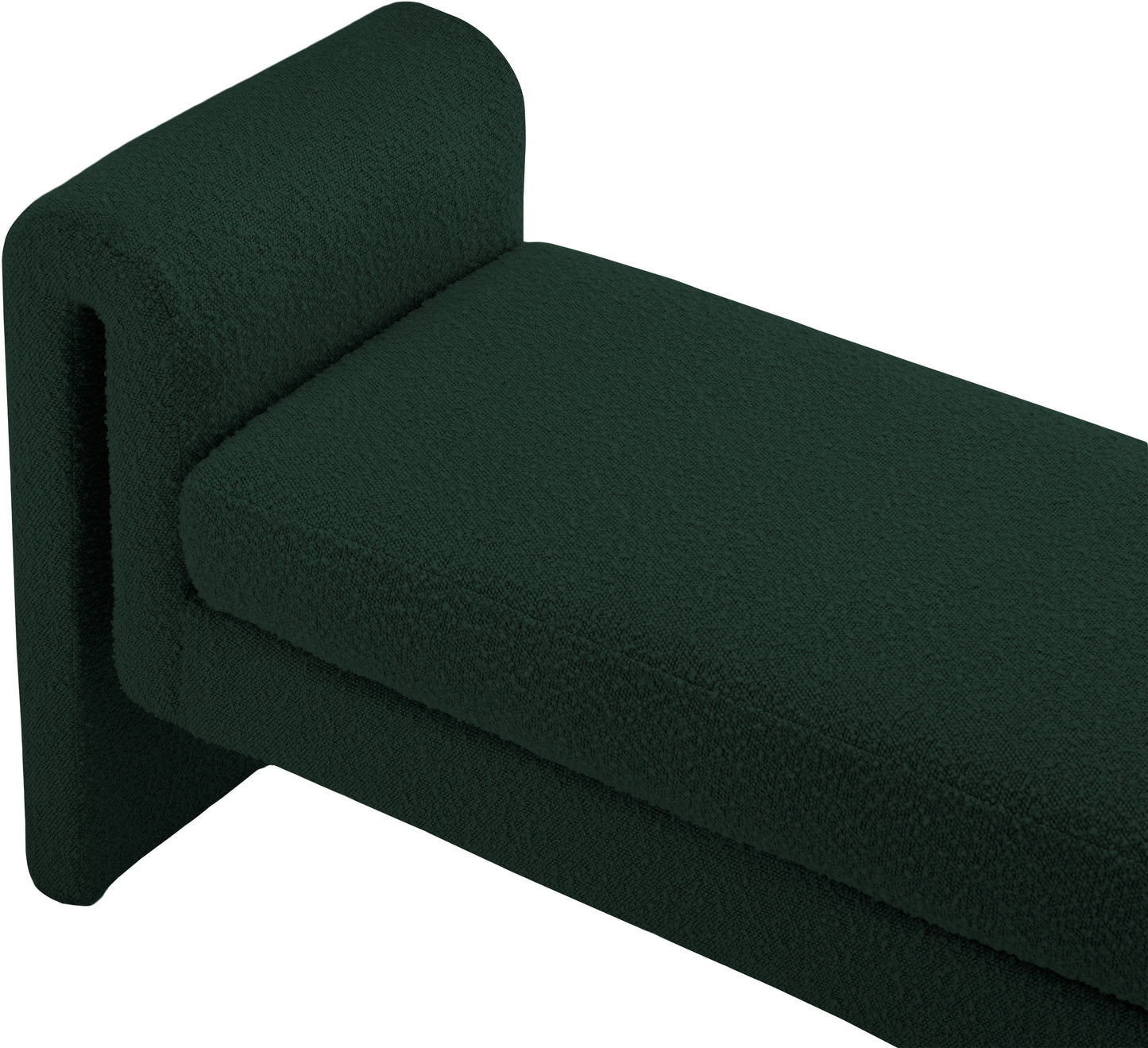 kira green boucle fabric bench green