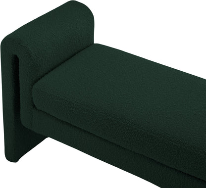 Kira Green Boucle Fabric Bench Green