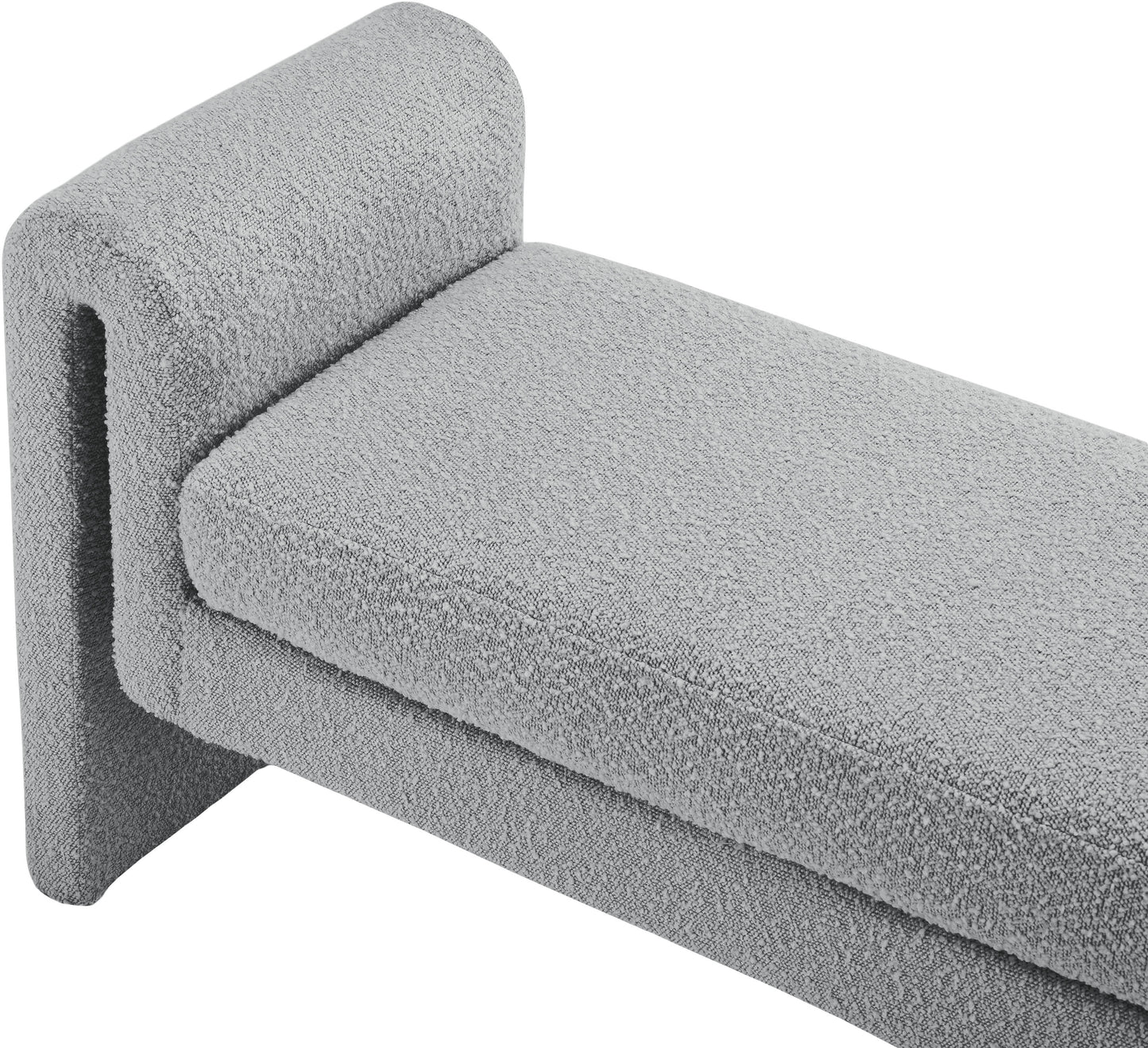 kira grey boucle fabric bench grey