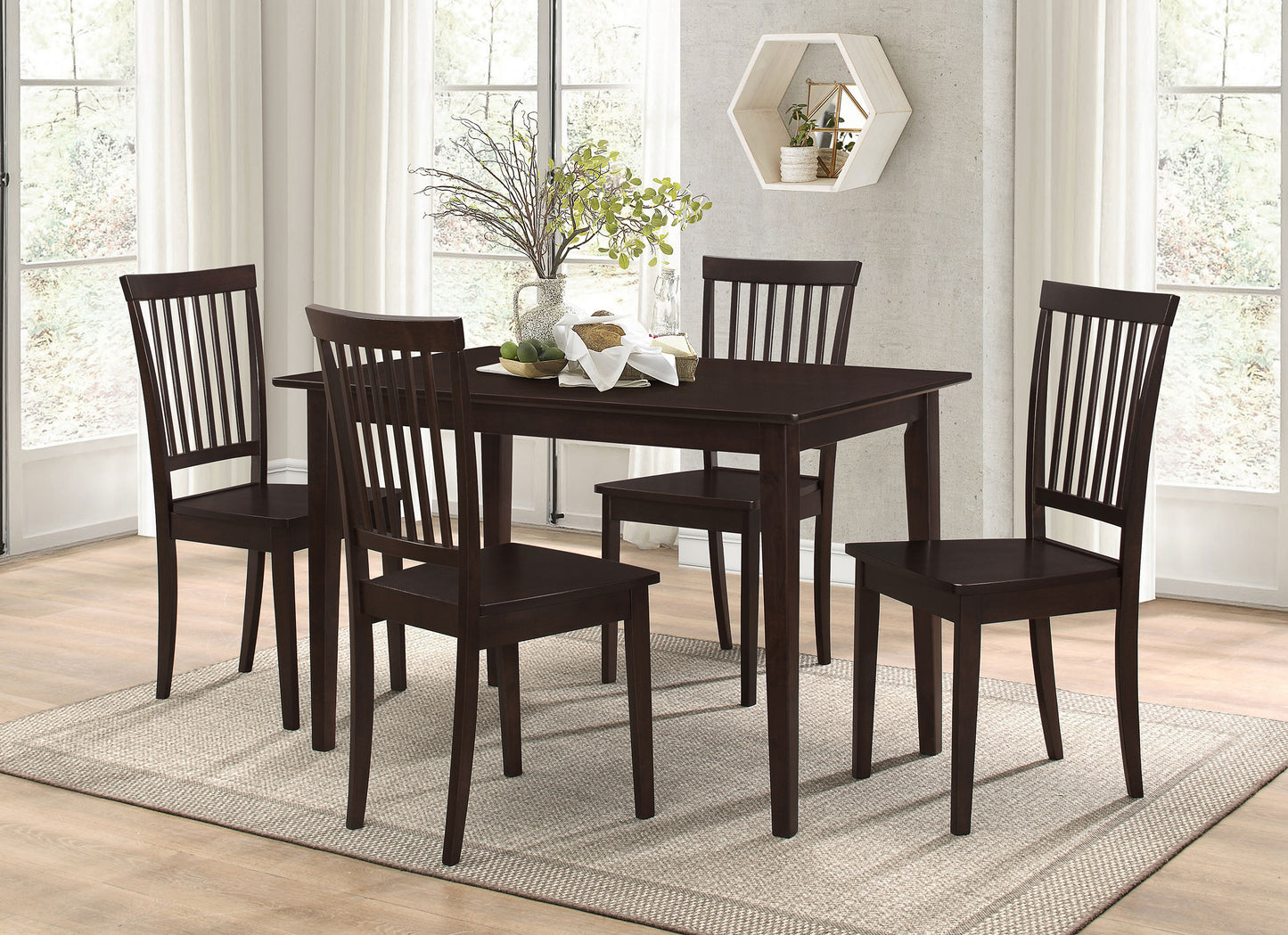 kenny 5-piece rectangular dining table set cappuccinocappuccino