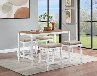 Gregory 5-piece Rectangular Counter Height Dining Set White