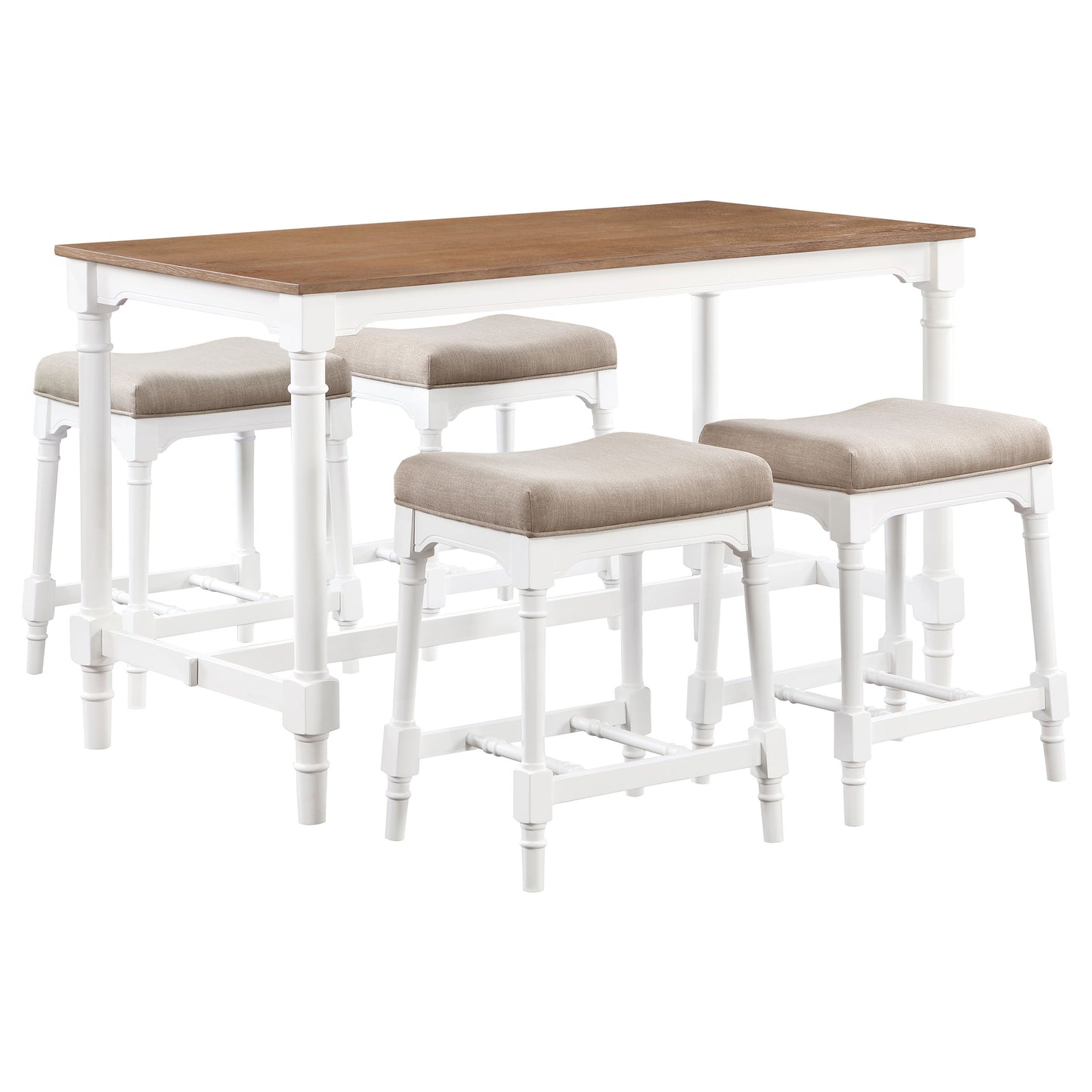 gregory 5-piece rectangular counter height dining set white