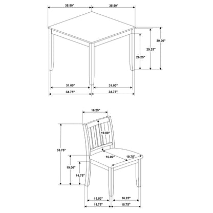 Hailey 5-piece Square Dining Table Set Charcoal