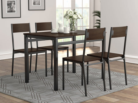 Shoto 5-piece Rectangular Dining Set Dark Brown and BlackBlack