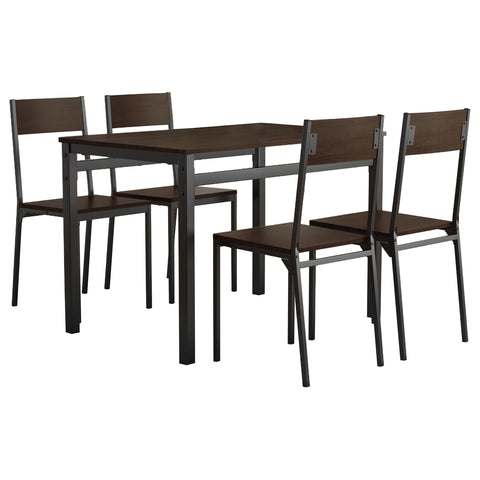 Shoto 5-piece Rectangular Dining Set Dark Brown and BlackBlack