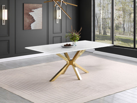 Paula Rectangular 79-inch Faux Marble Dining Table WhiteWhite Faux Marble