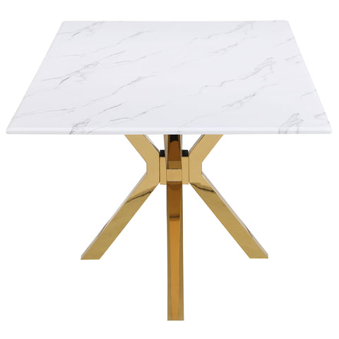 Paula Rectangular 79-inch Faux Marble Dining Table WhiteWhite Faux Marble