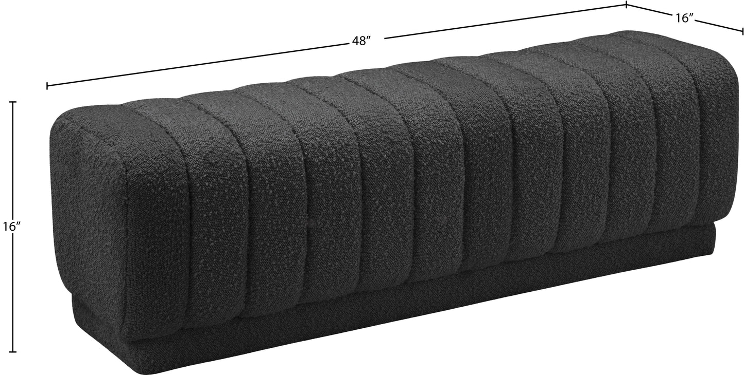 kiki black boucle fabric ottoman/bench black