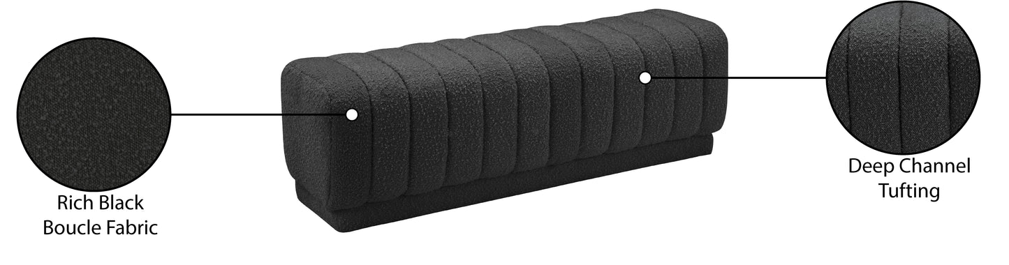 kiki black boucle fabric ottoman/bench black