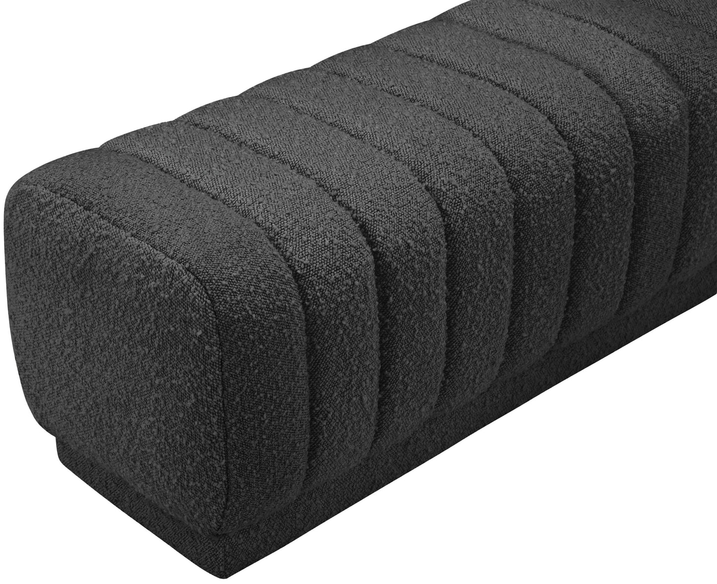 kiki black boucle fabric ottoman/bench black