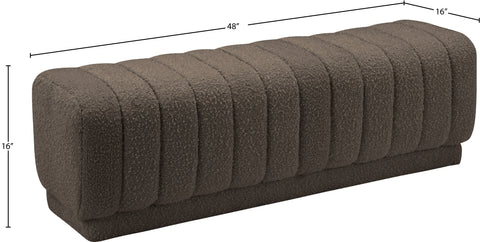 Kiki Brown Boucle Fabric Ottoman/Bench Brown