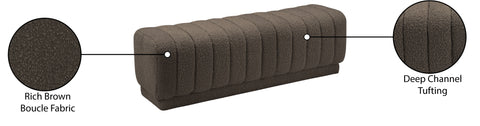 Kiki Brown Boucle Fabric Ottoman/Bench Brown