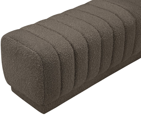 Kiki Brown Boucle Fabric Ottoman/Bench Brown