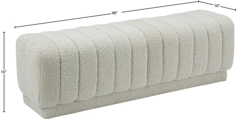 Kiki Cream Boucle Fabric Ottoman/Bench Cream