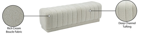 Kiki Cream Boucle Fabric Ottoman/Bench Cream