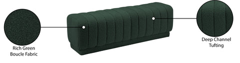 Kiki Green Boucle Fabric Ottoman/Bench Green