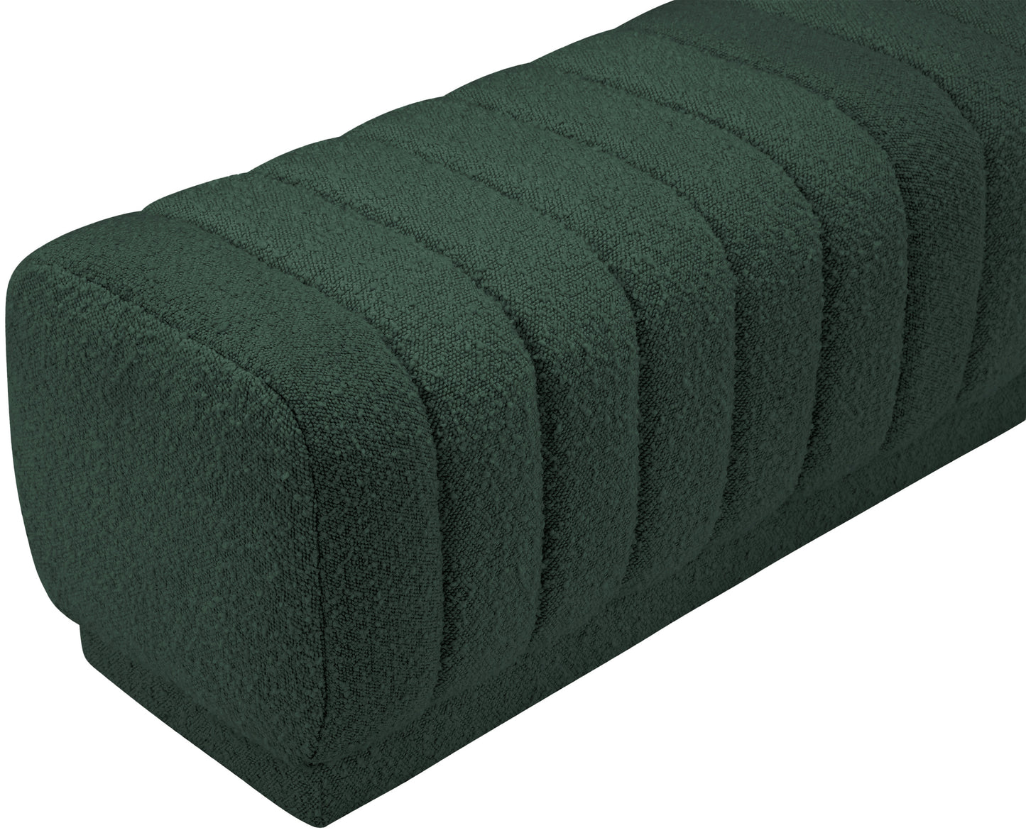 kiki green boucle fabric ottoman/bench green