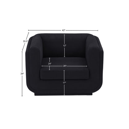 Kent Black Linen Textured Fabric Chair C