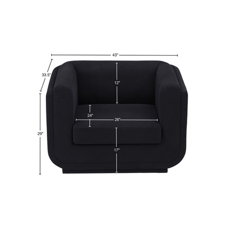 Kent Black Linen Textured Fabric Chair C