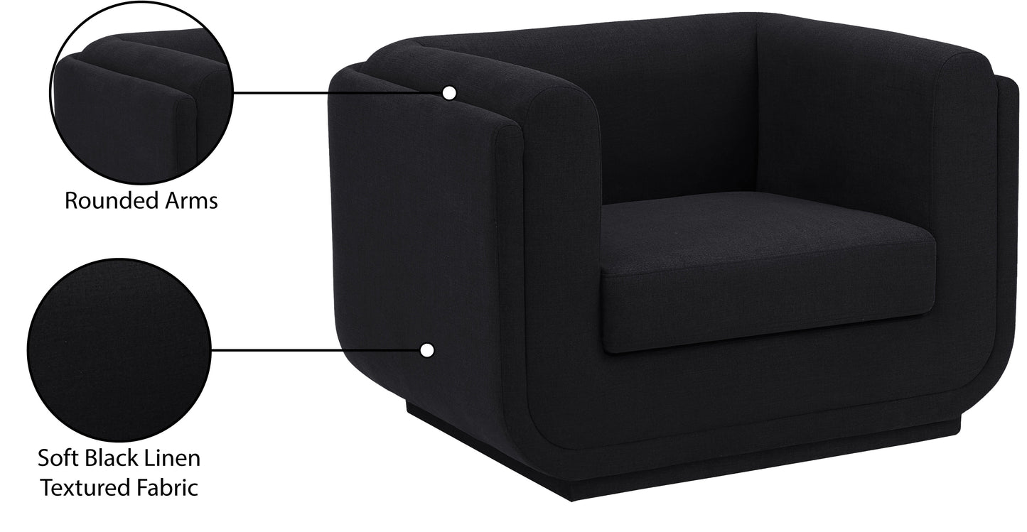 kent black linen textured fabric chair c