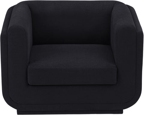 Kent Black Linen Textured Fabric Chair C