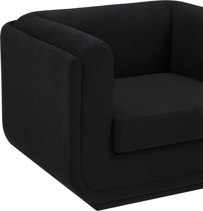 Kent Black Linen Textured Fabric Chair C