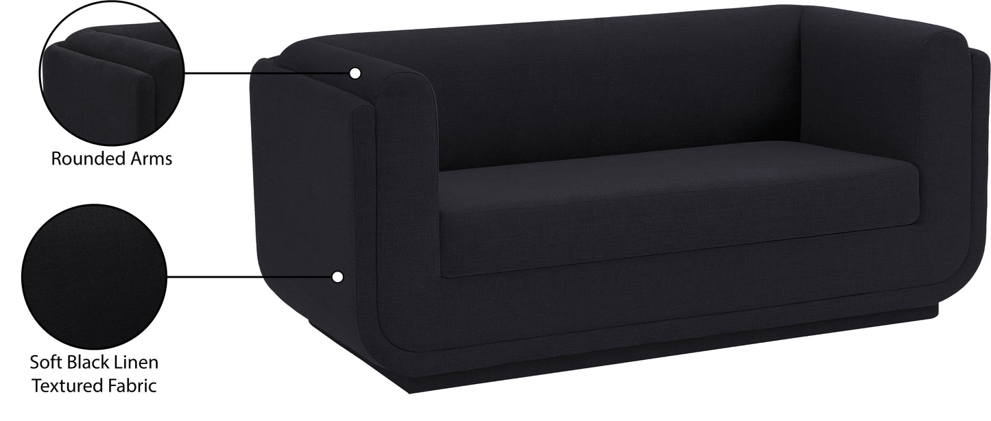 kent black linen textured fabric loveseat l